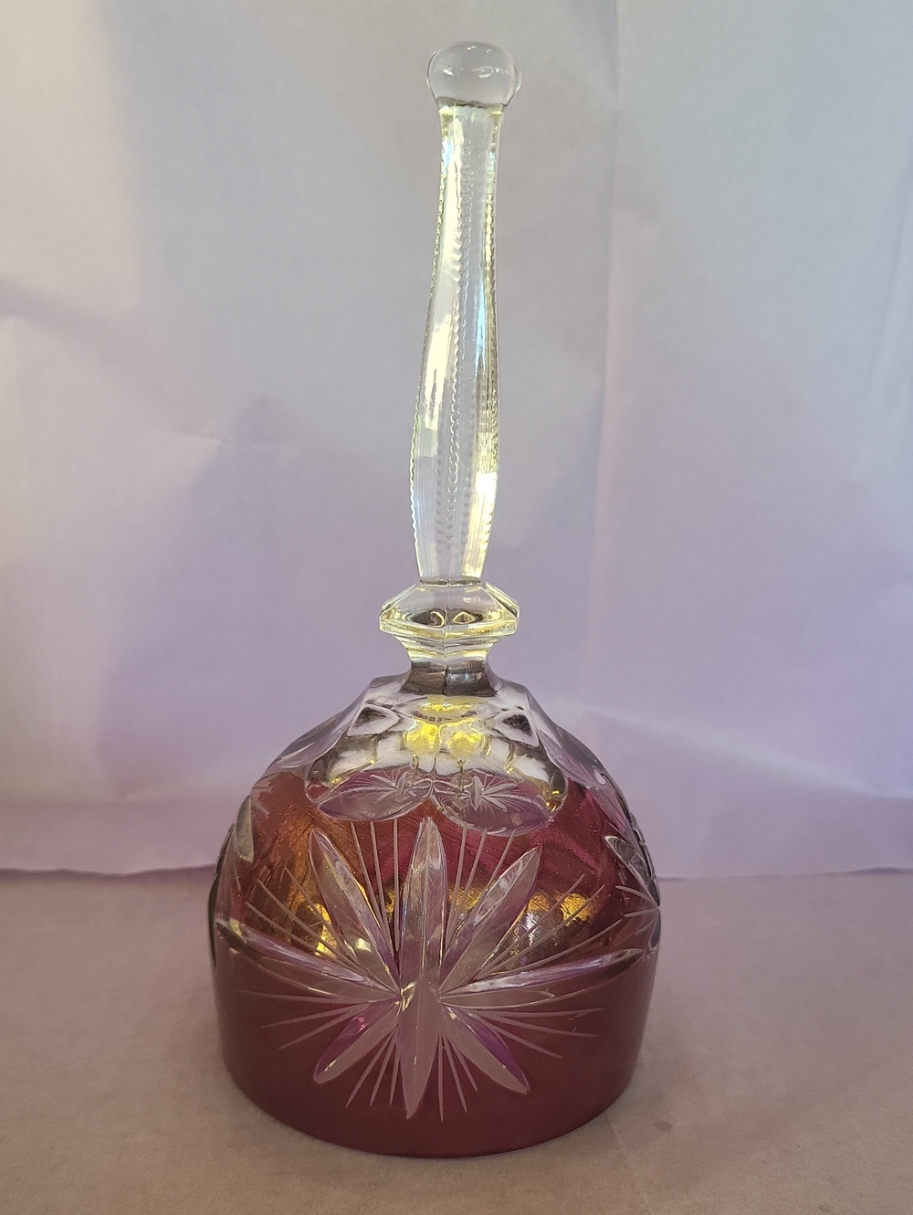 Vintage 60'-70's Lead Crystal Etched BLEIKRISTALL Cranberry Bell
